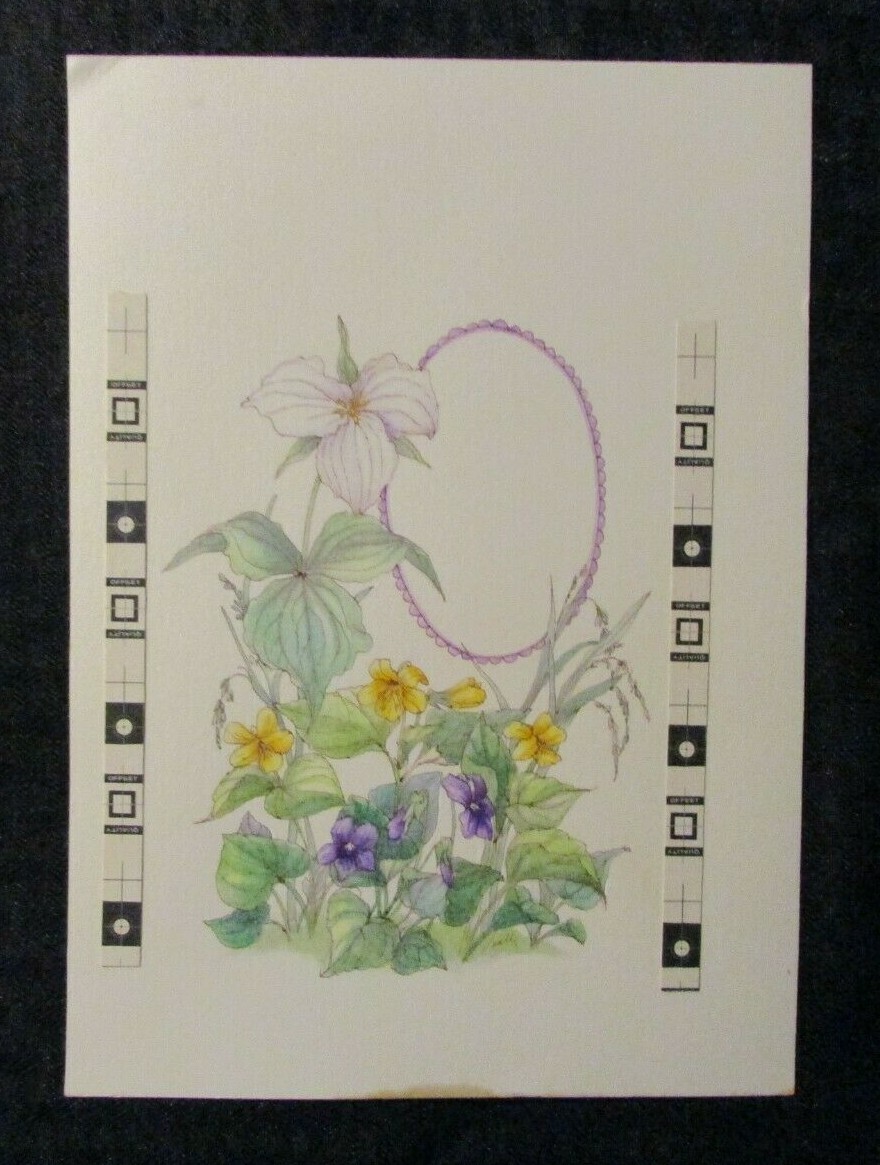 EASTER Purple Yellow & White Flowers 7x10" Greeting Card Art #8958 w/ 2 Cards