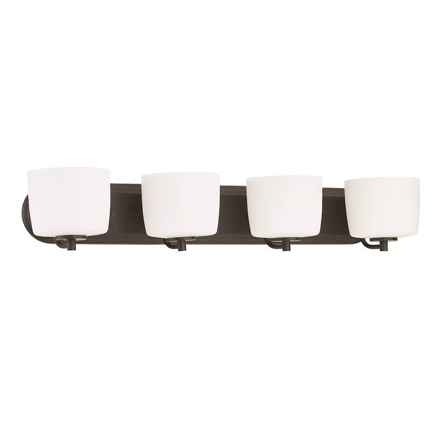 Craftmade Clarendon 4 Light Vanity, Aged Bronze Brushed w/White Opal - 43504-ABZ