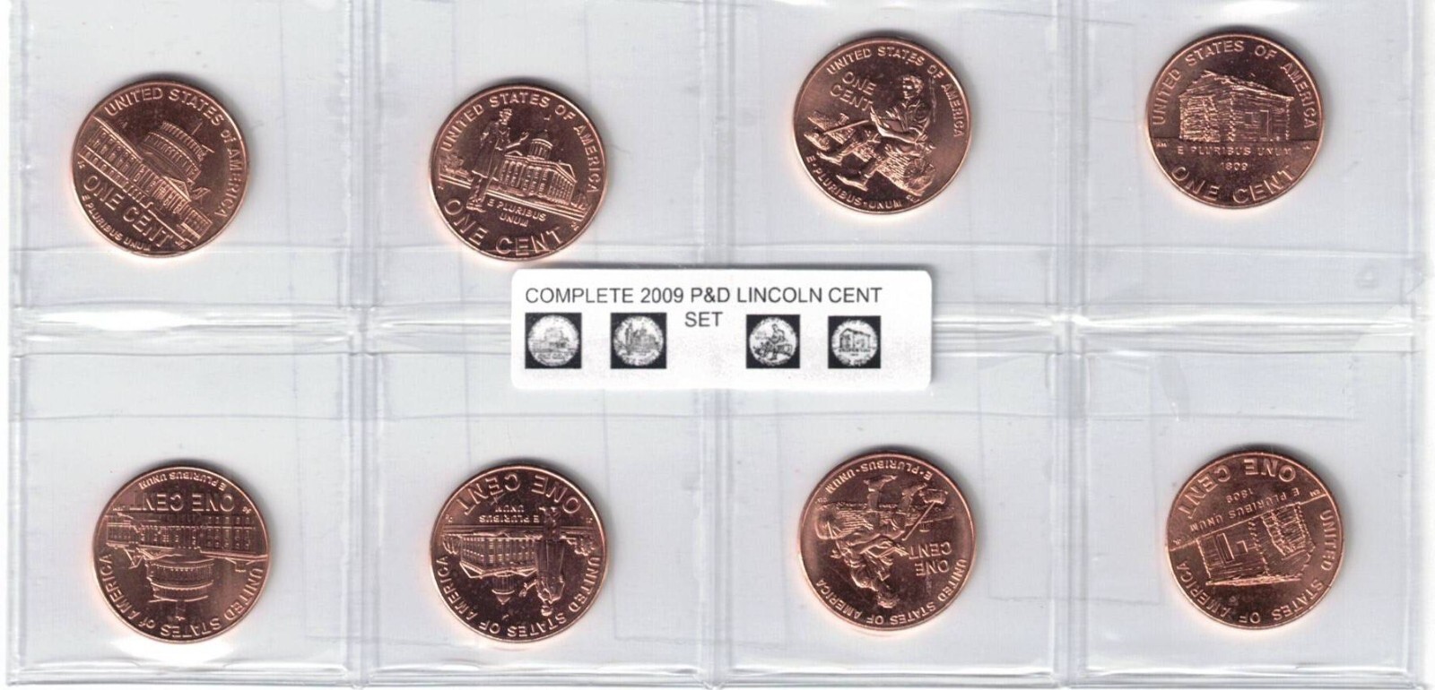 2009-P&D Lincoln Cent Set 8 Coins {BU} Lot#4
