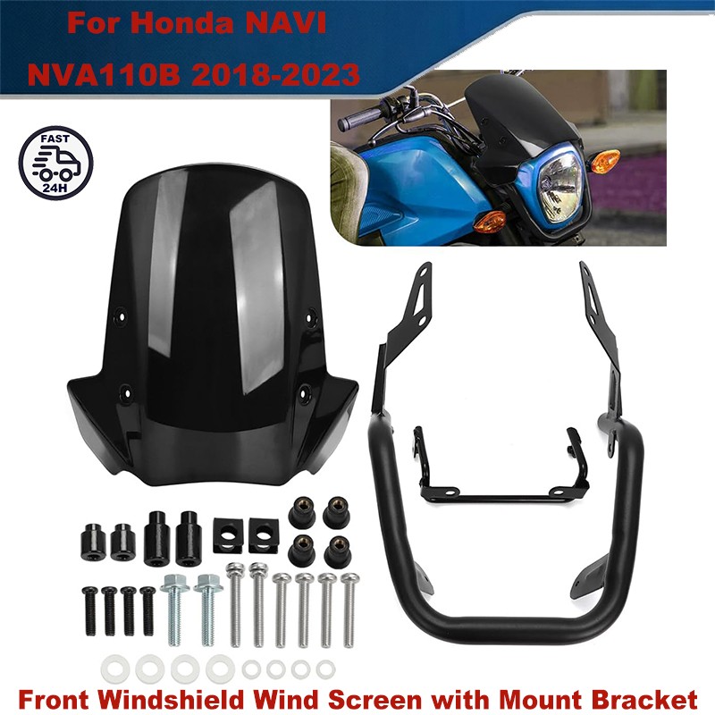 Windshield Wind Screen with Mounting Bracket For Honda NAVI NVA110B 2018-2023