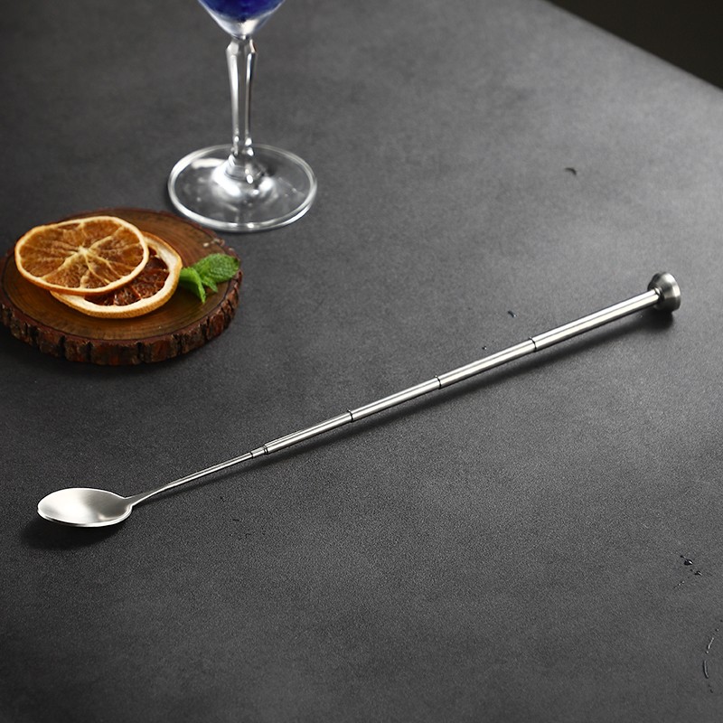 Stainless Steel Long Telescopic Stirring Spoon Stretchable For Bar Tools~gw