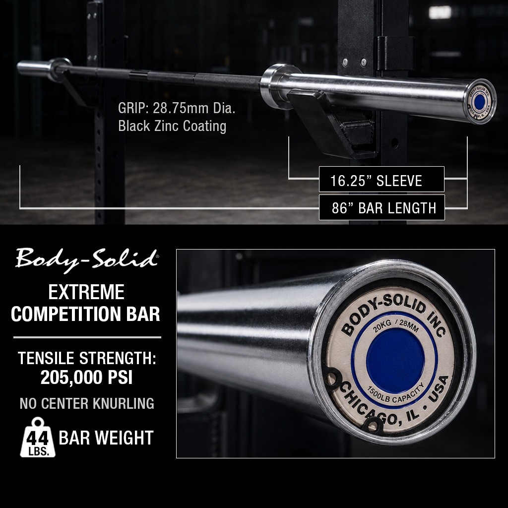 Body-Solid Extreme Olympic Bar 28 mm Needle Bearings 1500 lb. Capacity