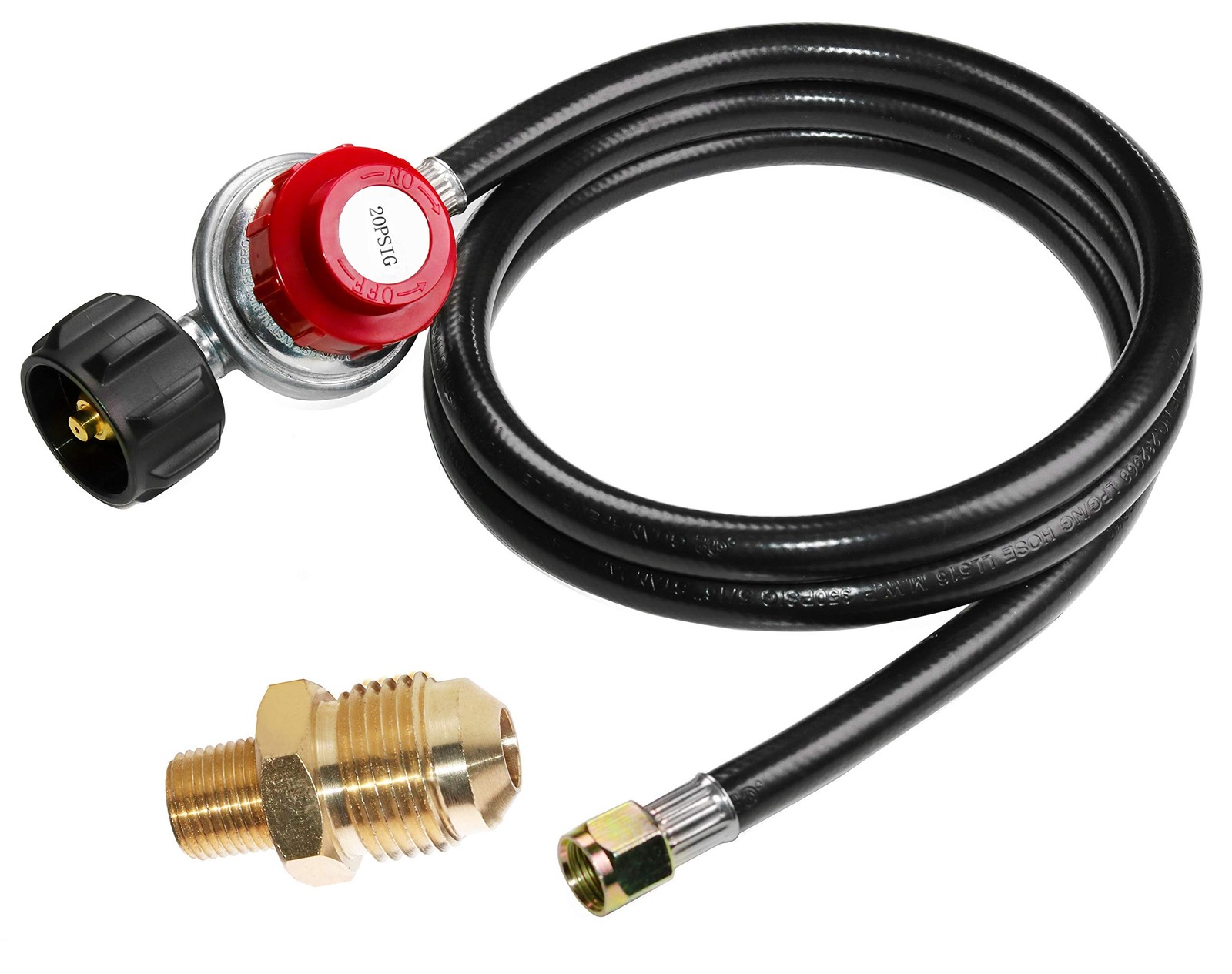 0-20 PSI Adjustable Propane Gas Regulator with 5 Feet Hose for Grill Burner