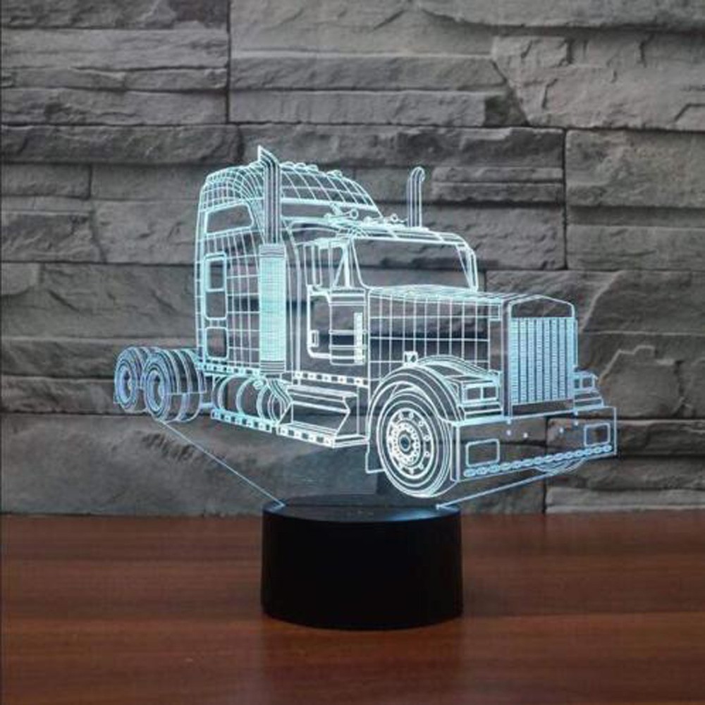 3D Illusion Table Lamp Truck LED Night Light For Bedroom Deco 7-Color Changing B