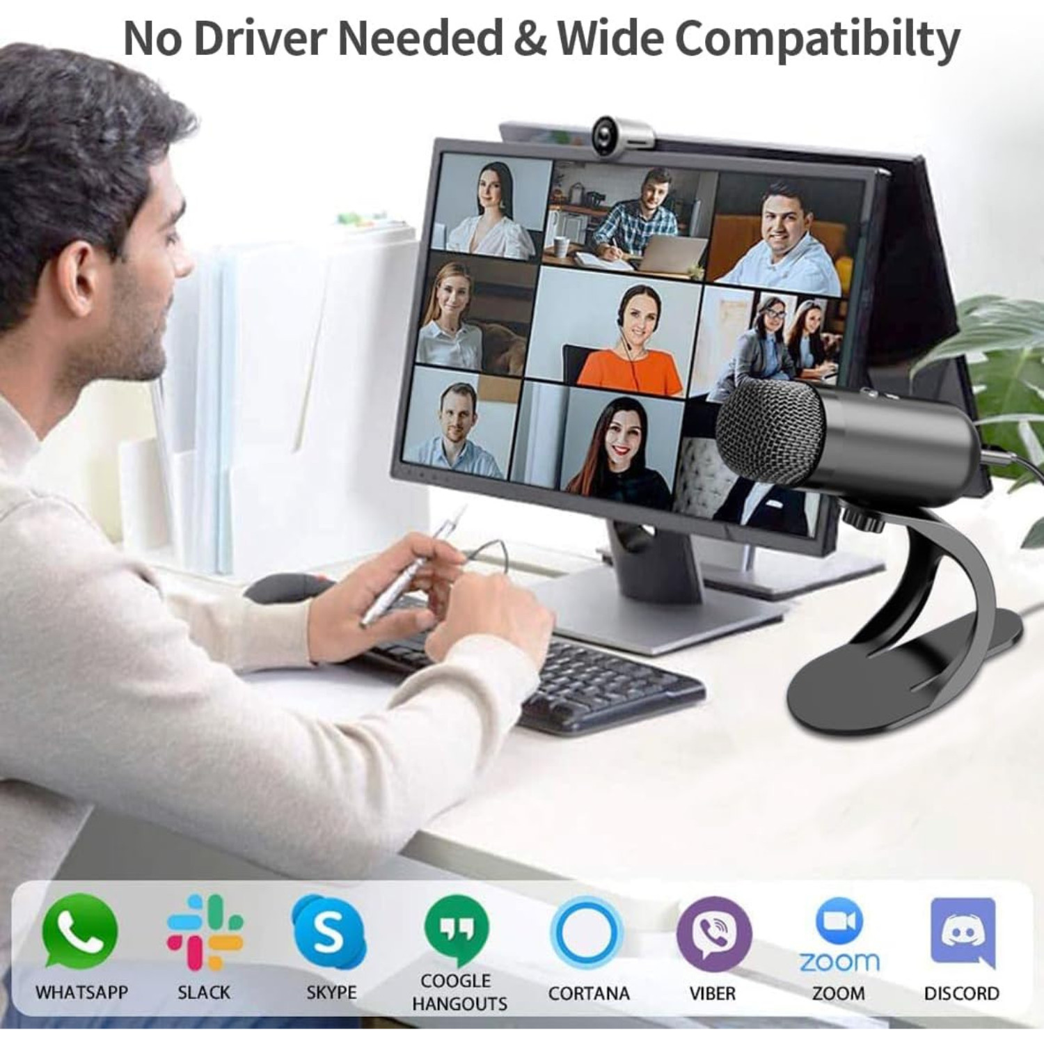 Podcast Microphone, USB Computer Microphone for Recording Streaming, Omnidirecti