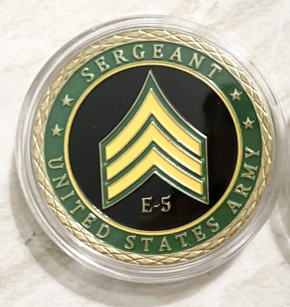 US ARMY SERGEANT E-5 Challenge Coin With Velvet Presentation Box