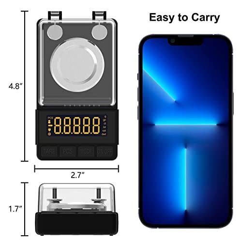 Compact Digital Milligram Scale 50g/0.001g, Precision Weighing Scale with Calibr