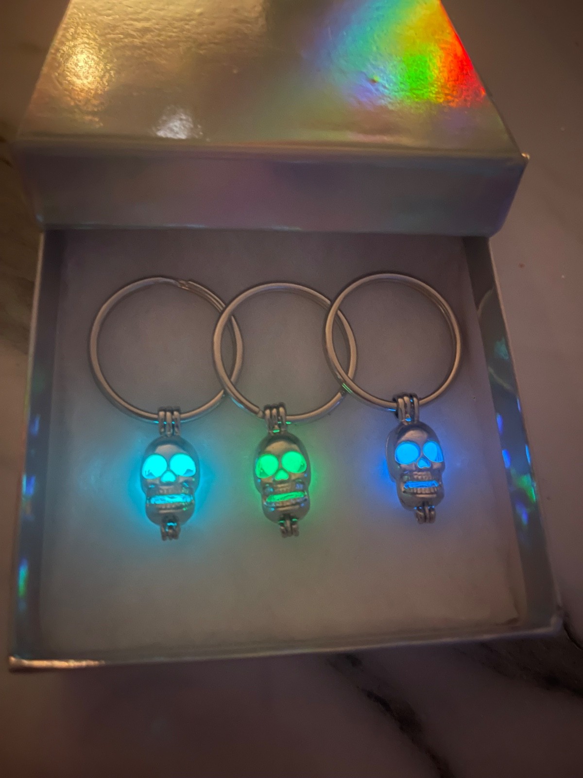 glowing skull key rings