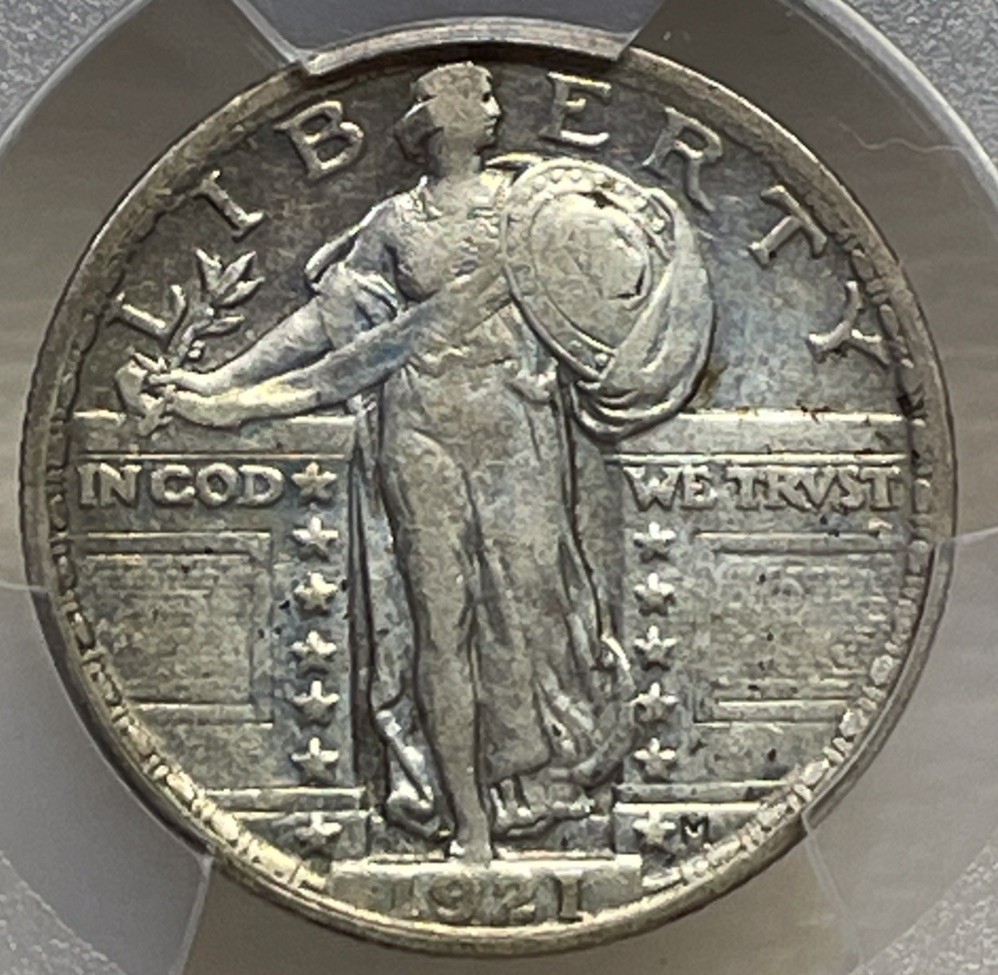 1921 STANDING LIBERTY QUARTER PCGS VF35 - Gold Shield, Nice Luster!!