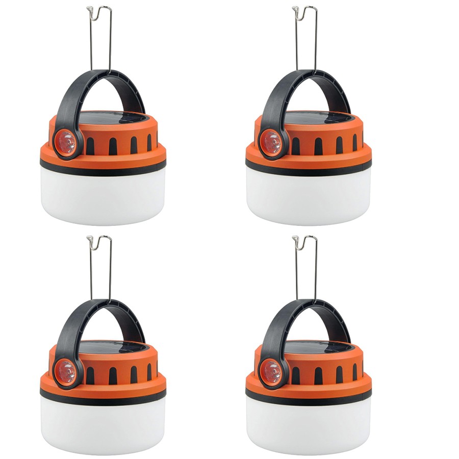 1-4PCS Solar Rechargeable LED Camping Lantern Flashlight Lamp USB Rechargeable