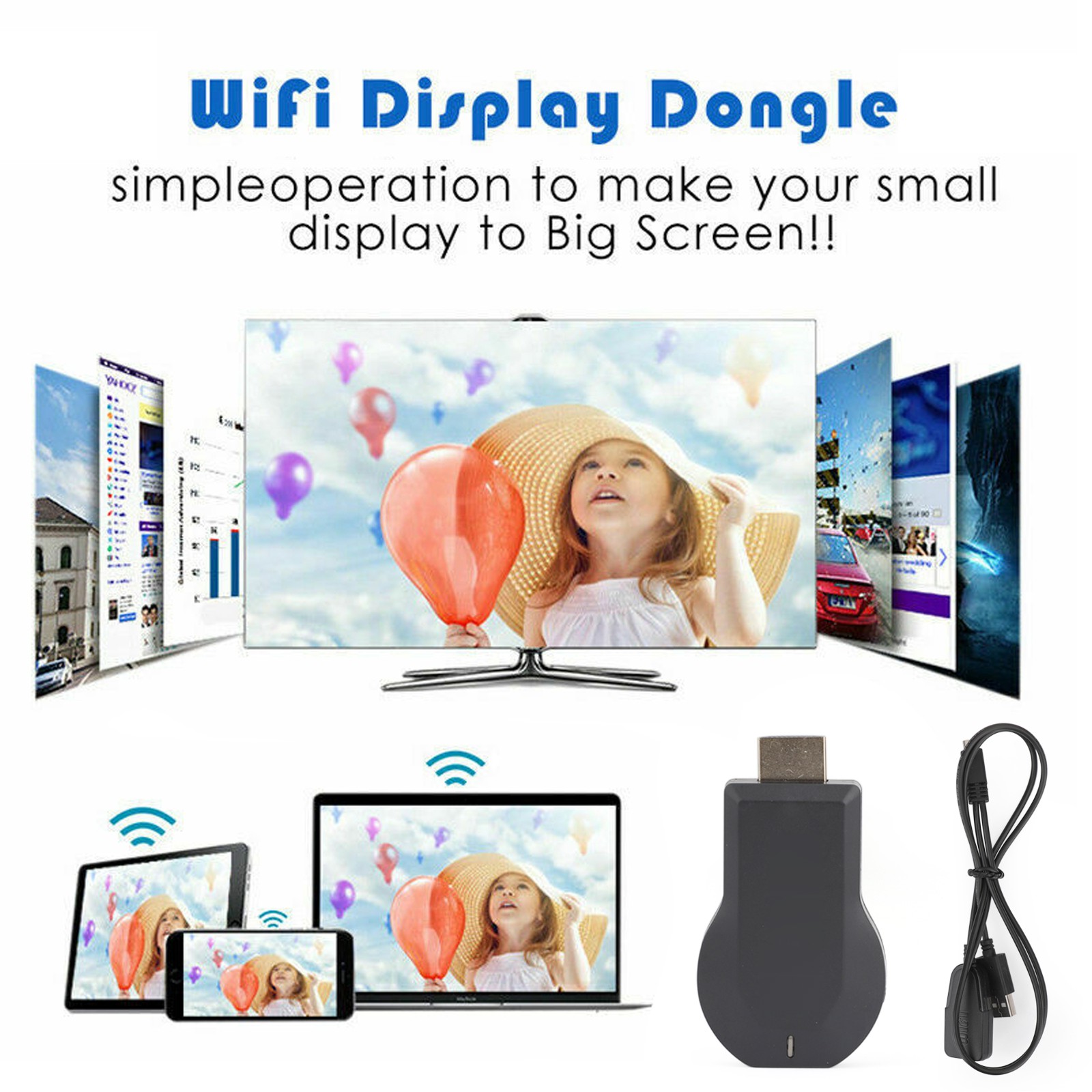 4K M4+ Air Play HD TV Stick WIFI Display Receiver Dongle Streamer /