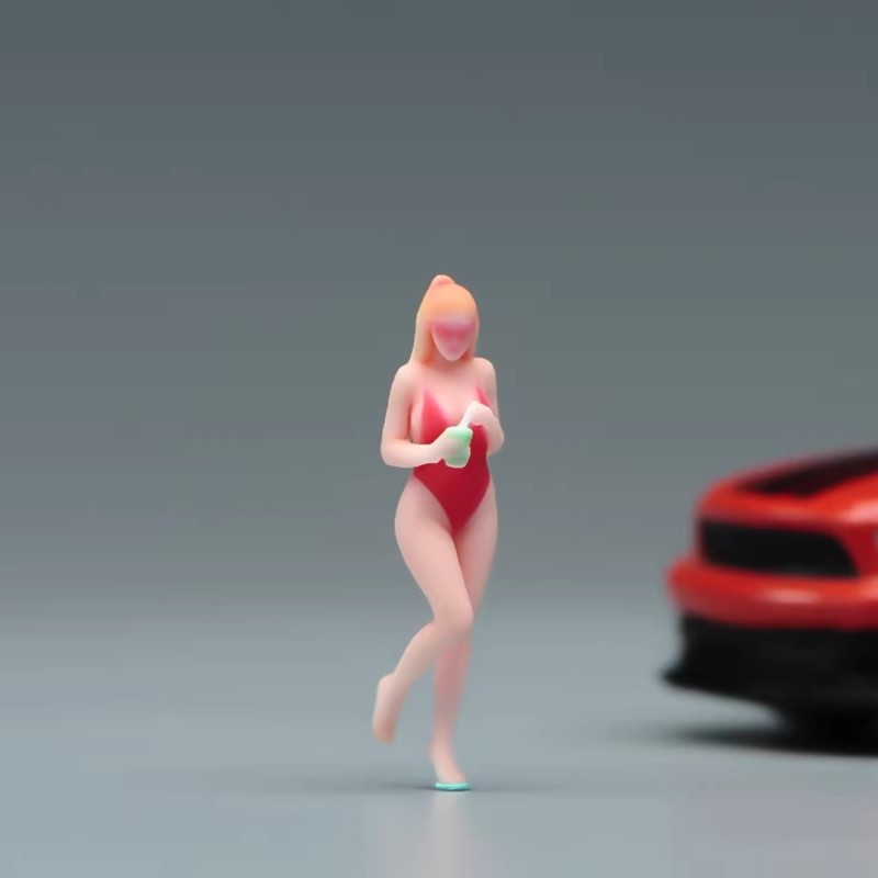 ED 1:64 Painted Figure Model Miniature Resin Diorama  Swimming Suit Girl Lady