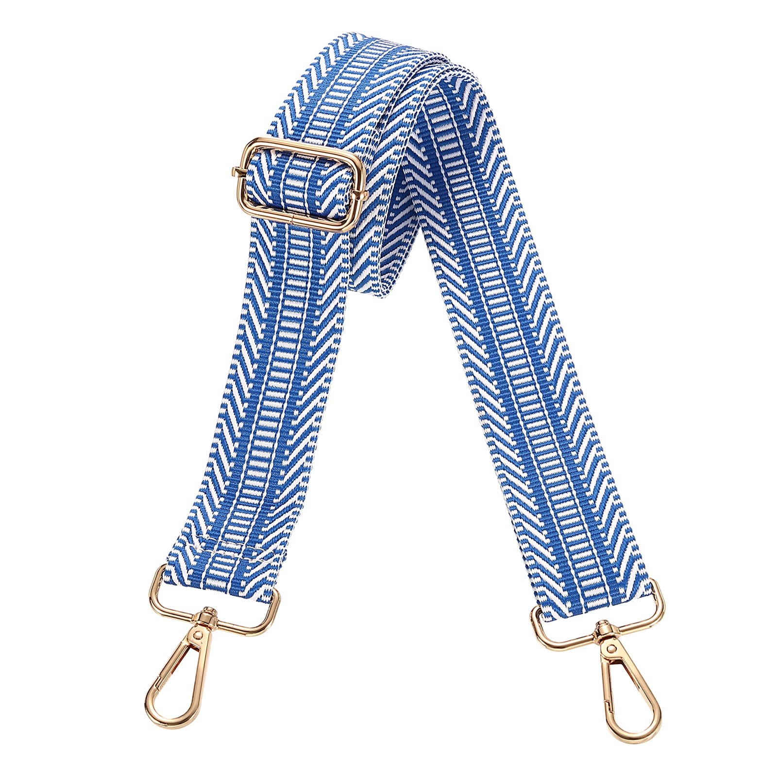 Purse Straps Replacement Crossbody with Light Gold Buckle, Stripe Blue