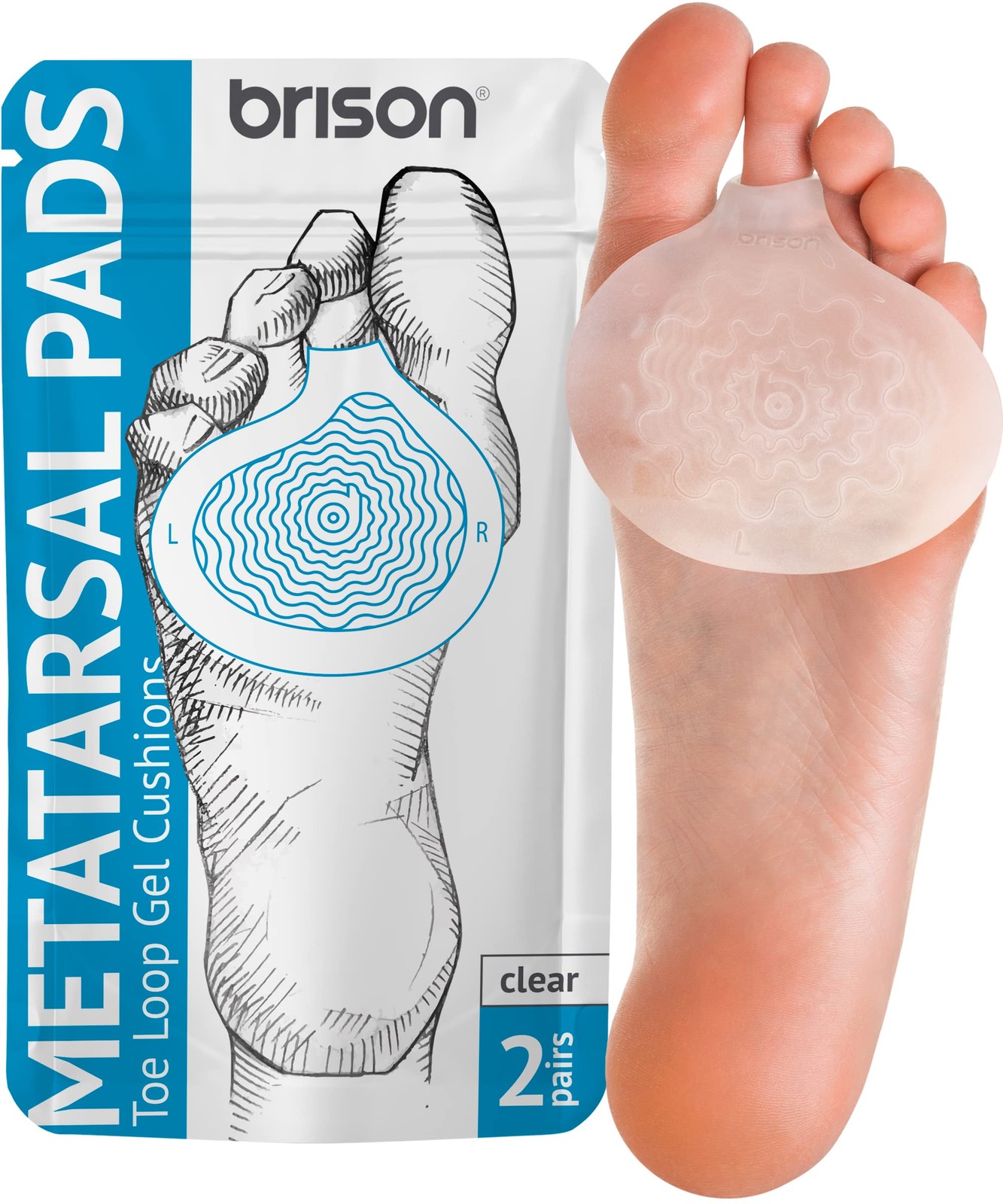 Metatarsal Pads Ball of Foot Cushions - 2 Pair (Pack 1), Transparent