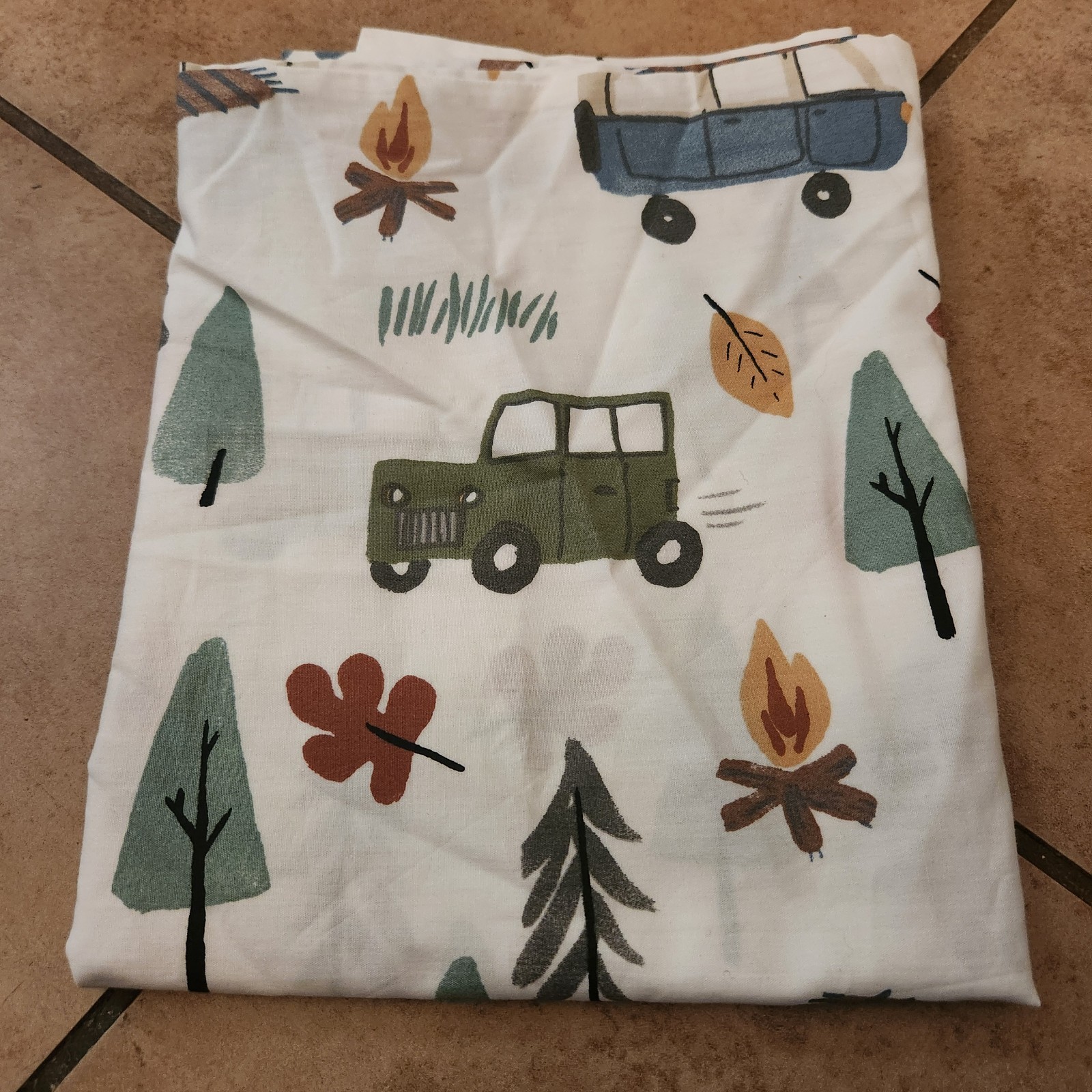 NEW Pottery Barn Kids Road Trip Standard Pillowcase RV Camp Fire Jeep Trailer