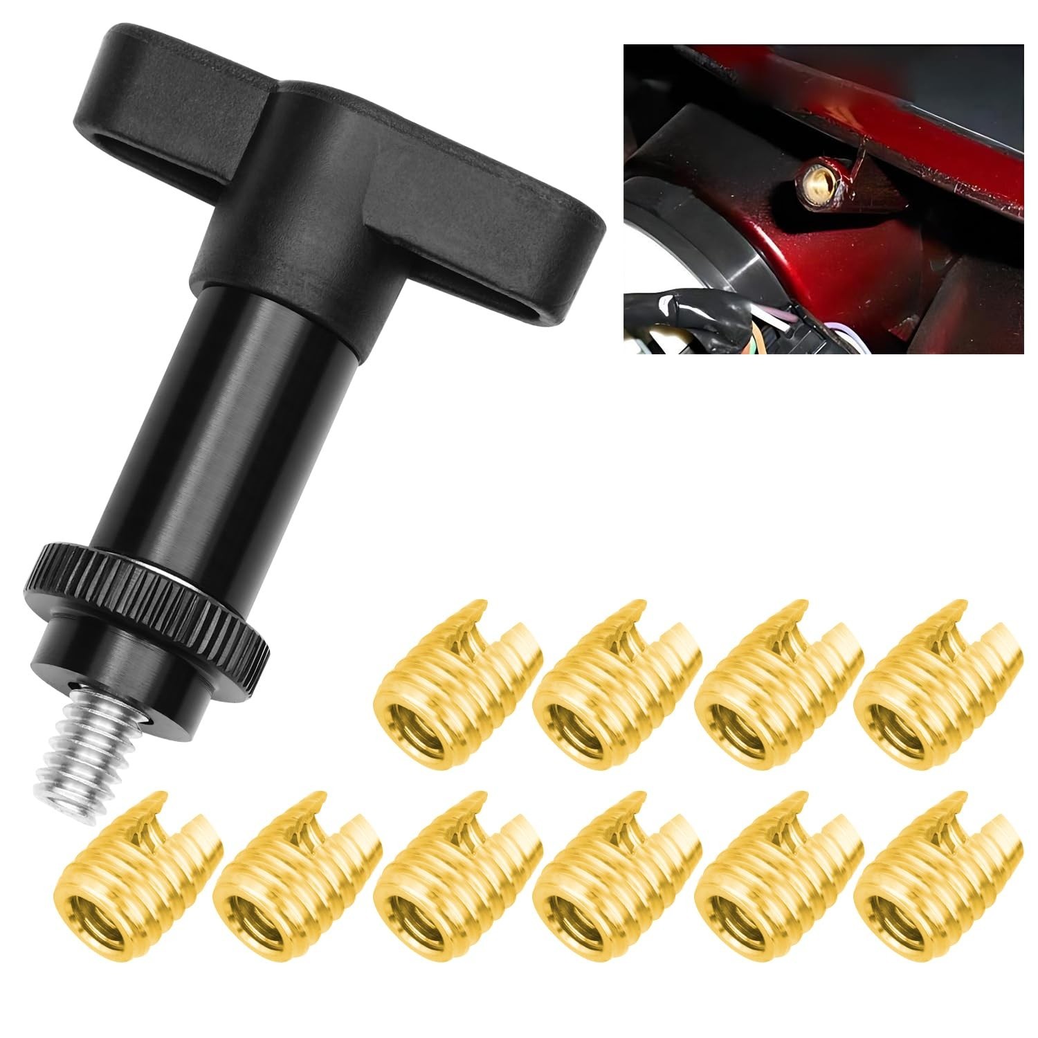 11Pcs Brass Batwing Inner Fairing Insert Bolt Repair Kit with Tool Compatible...