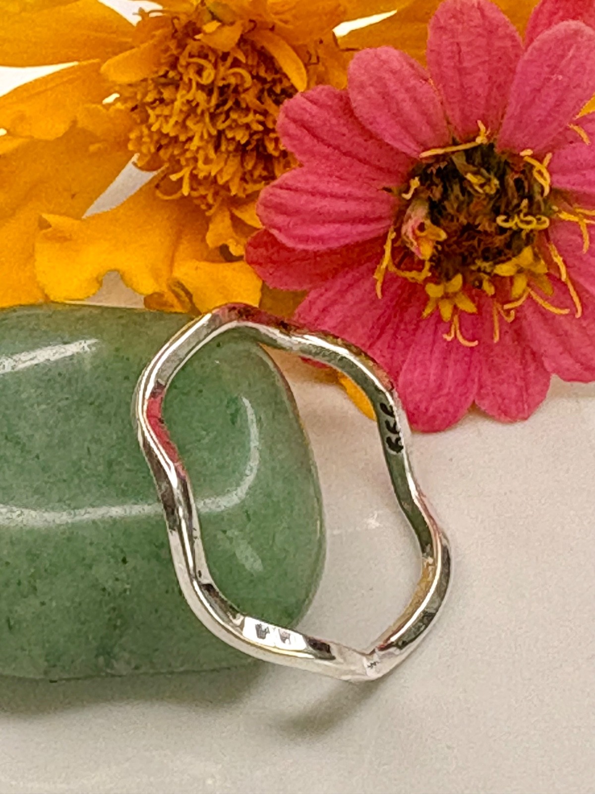 hand made fine silver 999. stacking Minimalist thin ring Big waves . 1 ring