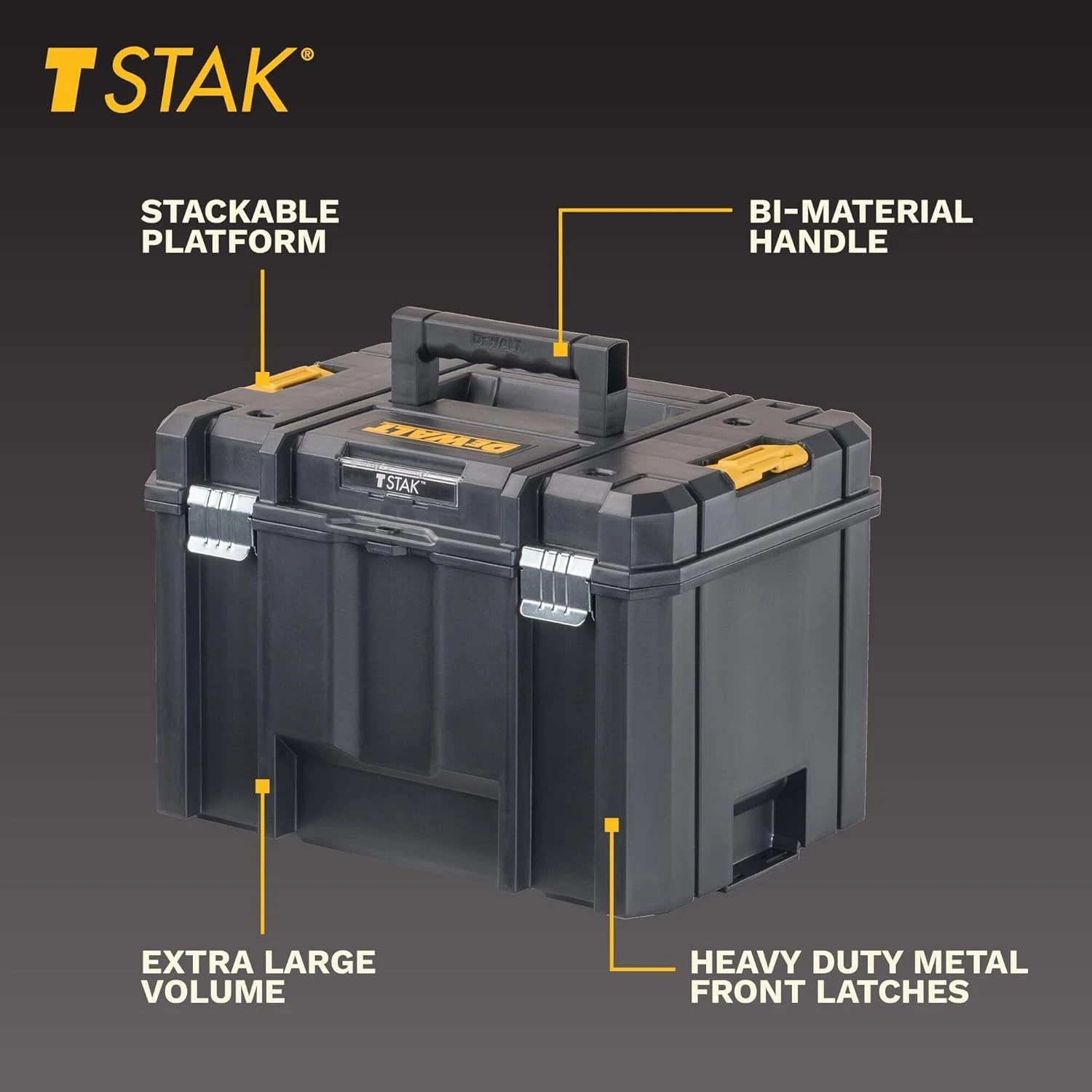 DEWALT TSTAK Tool Box, Extra Large Design, Removable Tray for Easy Access to Too