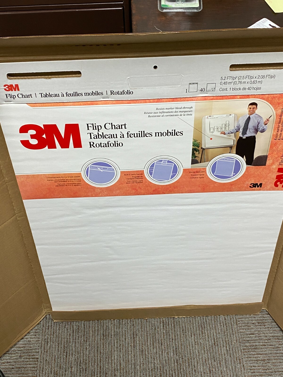 3M Flip Chart, 25" x 30", White, 40 Sheets/Pad