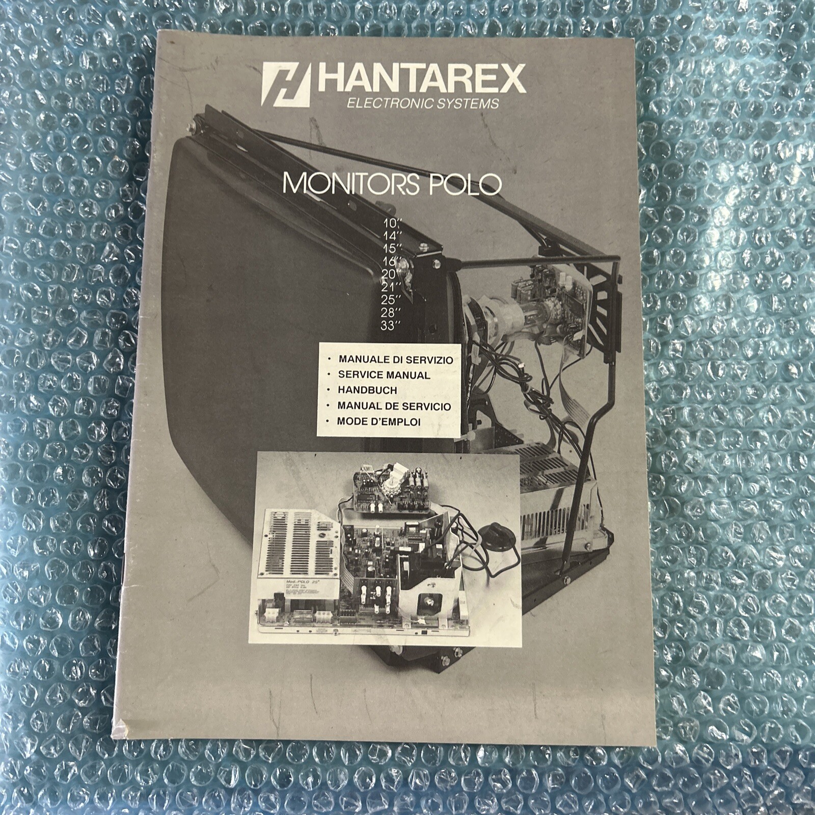 original HANTAREX POLO 10" TO 33" MONITOR MANUAL arcade video game