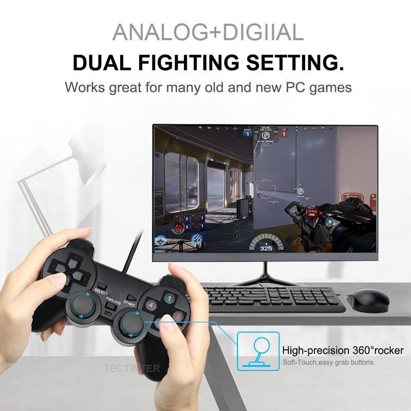 USB Wired PC Game Controller Vibration Plug & Play for Windows Laptop