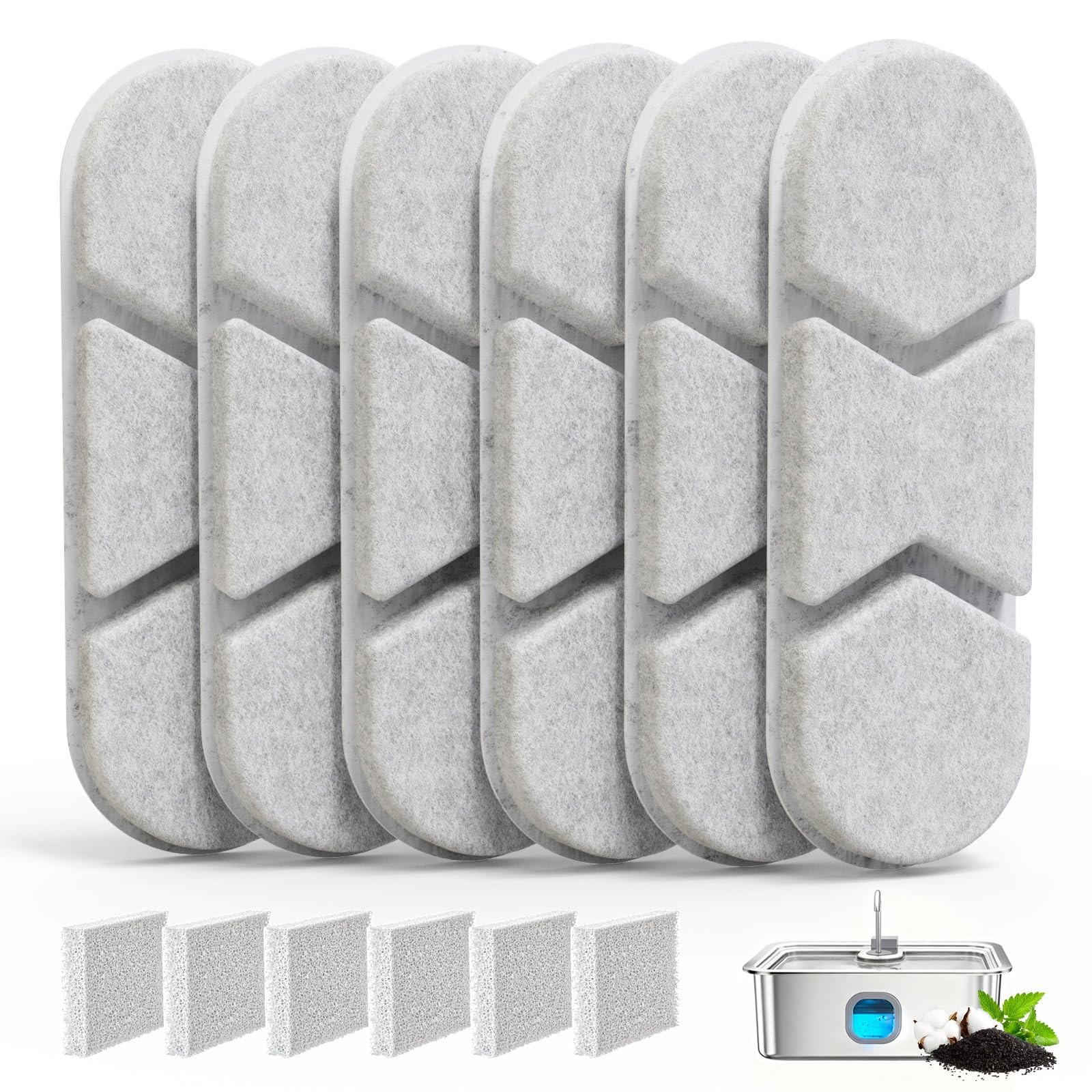 6 Packs Large Dogs Water Fountain Filters Specifically For The Models DYSJ01/