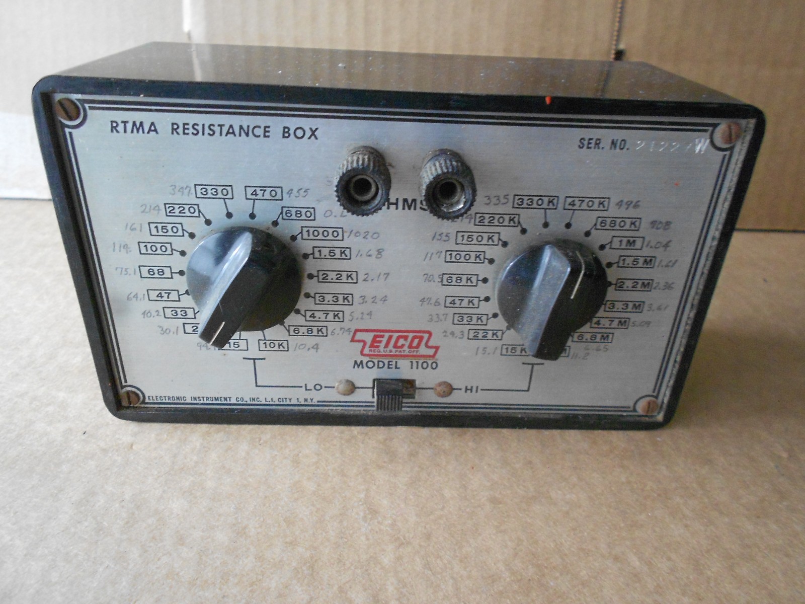 Eico Model 1100 RTMA Resistance Box Vintage Resistor Selector UNTESTED