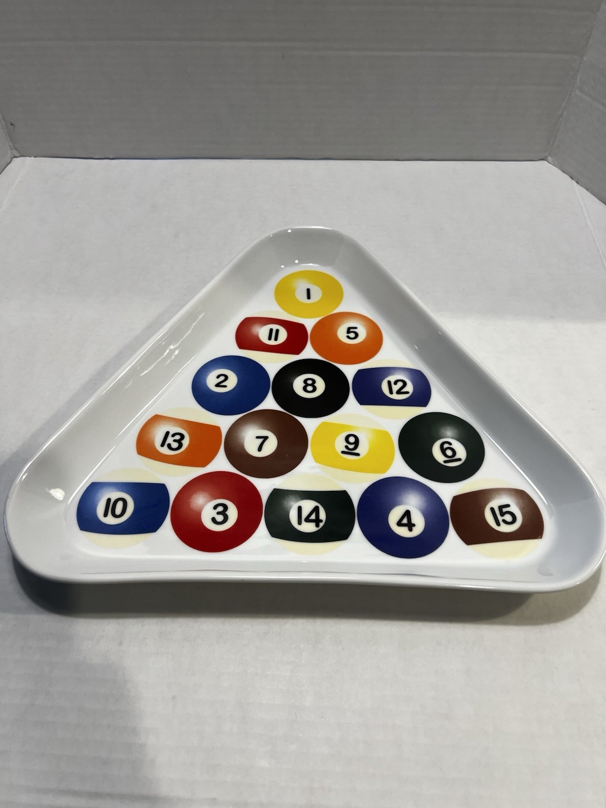 BIA 2003 Billiards Triangular Server Pool Ball Rack Ceramic Serving Dish.
