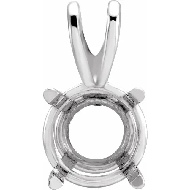 3.5mm Sterling Silver Round Pre-Notched Pendant Setting Solitaire Mount 4 Prong