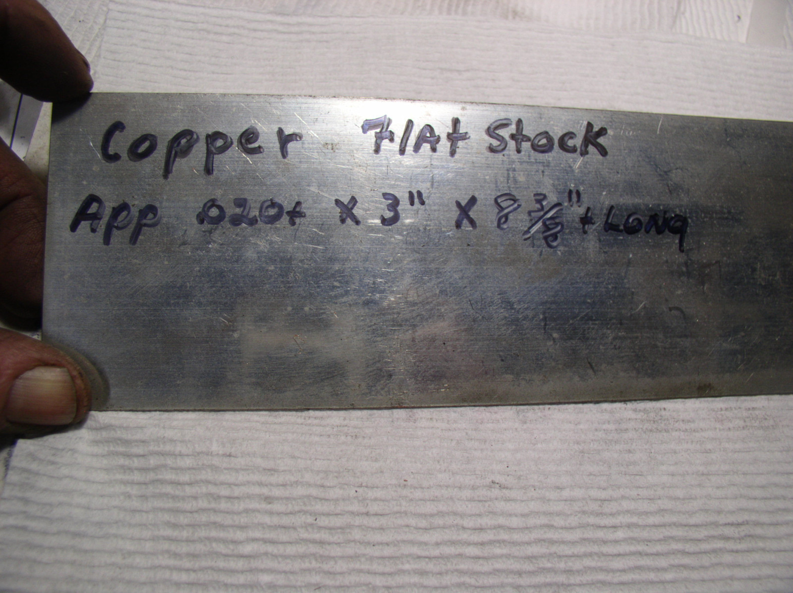 TIN COATED COPPER FLAT STOCK .025+ X 3" X 8 3/8"+SHIM STOCK SMALL PARTS STOCK 1