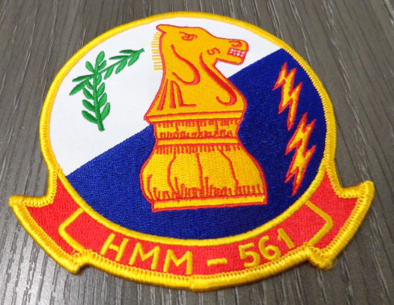 4.5" MARINE CORPS HMM-561 PALE HORSE HELICOPTER SQUAD EMBROIDERED JACKET PATCH