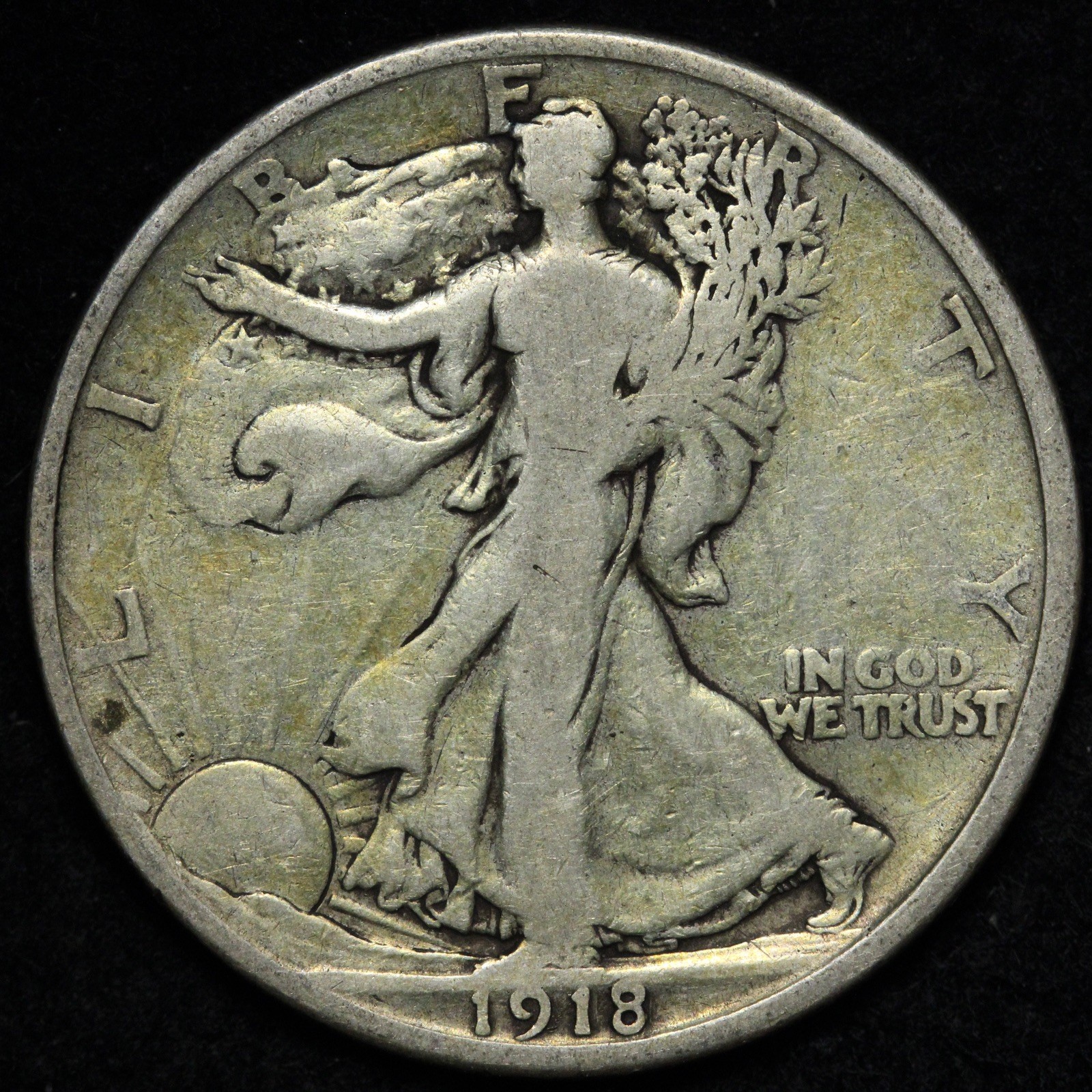 1918-D Walking Liberty Silver Half Dollar VG E329 TQNX