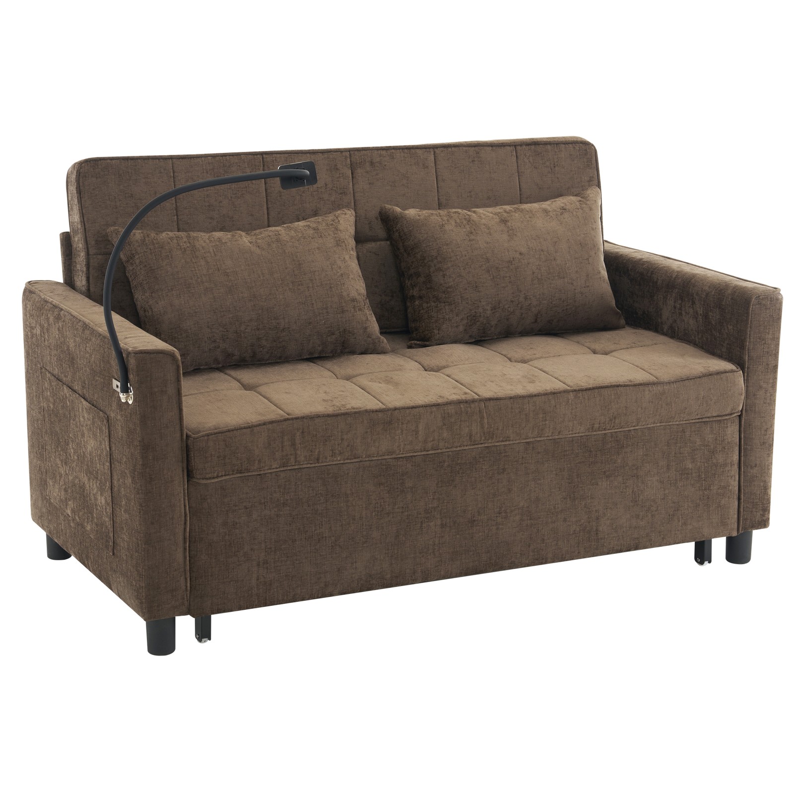 56.9" Loveseat Sofa Pull-out Sofa Bed Sleeper Sofa with a Reversible Backrest