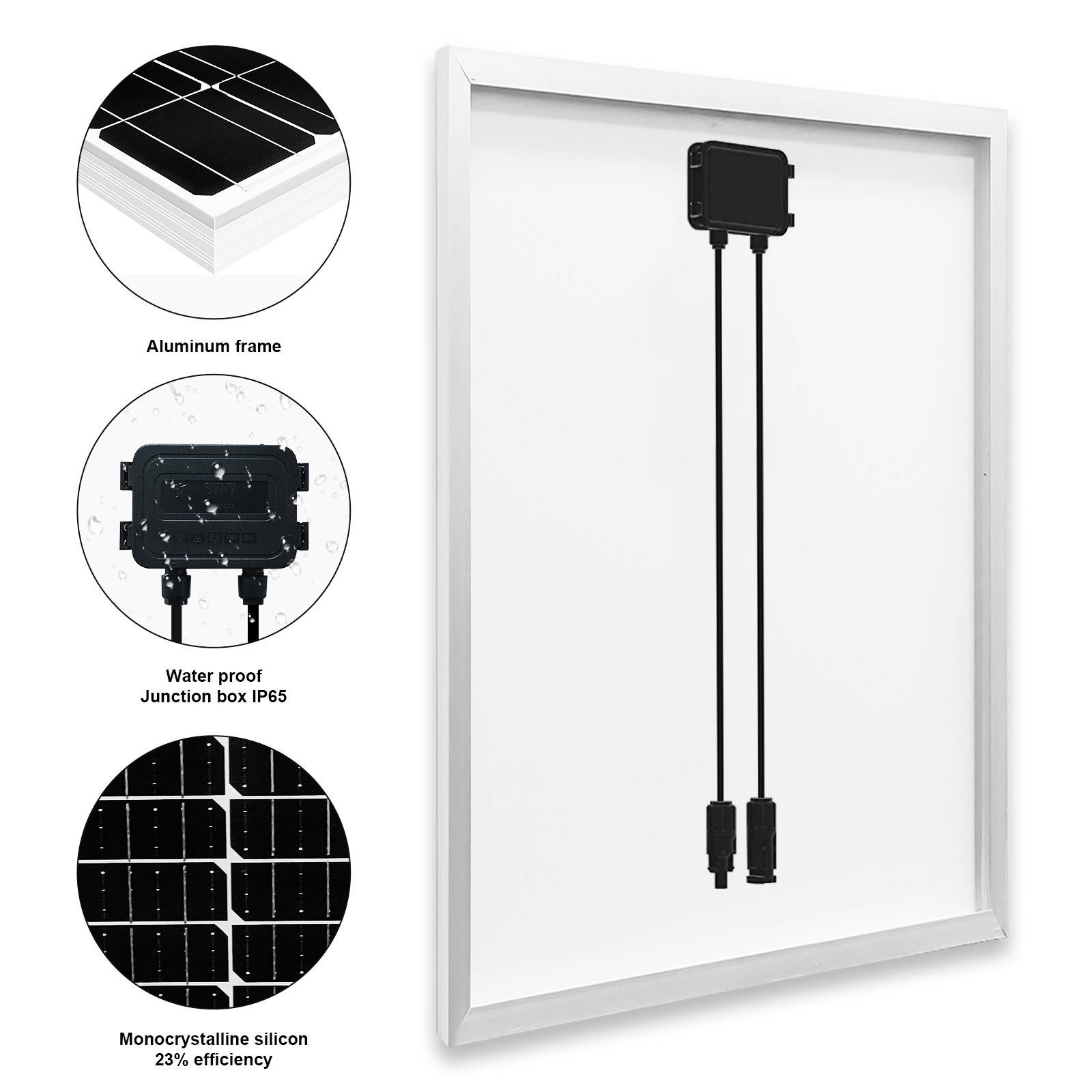 PFCTART 200W High Efficiency Module Mono Solar Panel 12V PV Power Home RV Marine