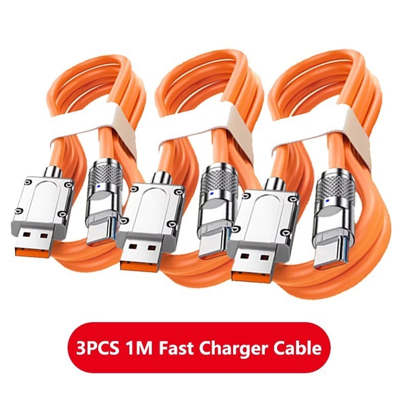 3 Pack 120W USB C Fast Charge Cable Liquid Silicone Type C Charger Cord