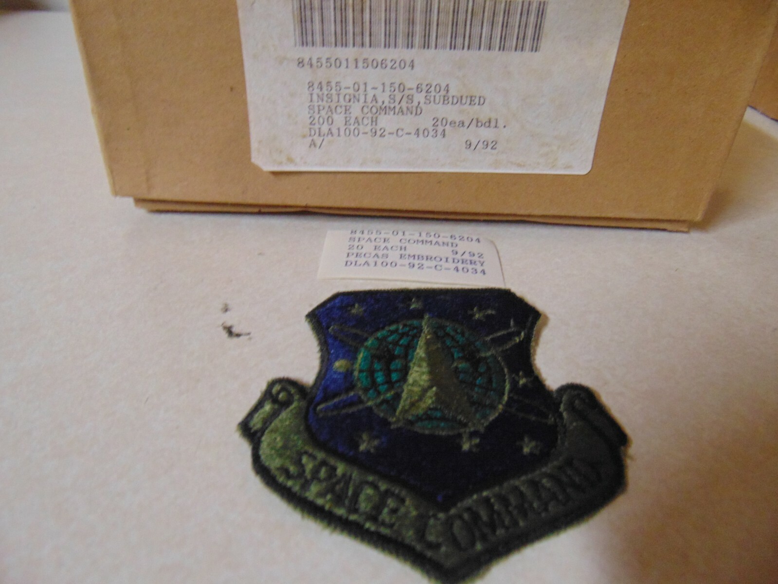 MILITARY PATCH US AIR FORCE SEW ON COLORED BLUE GREEN SPACE COMMAND