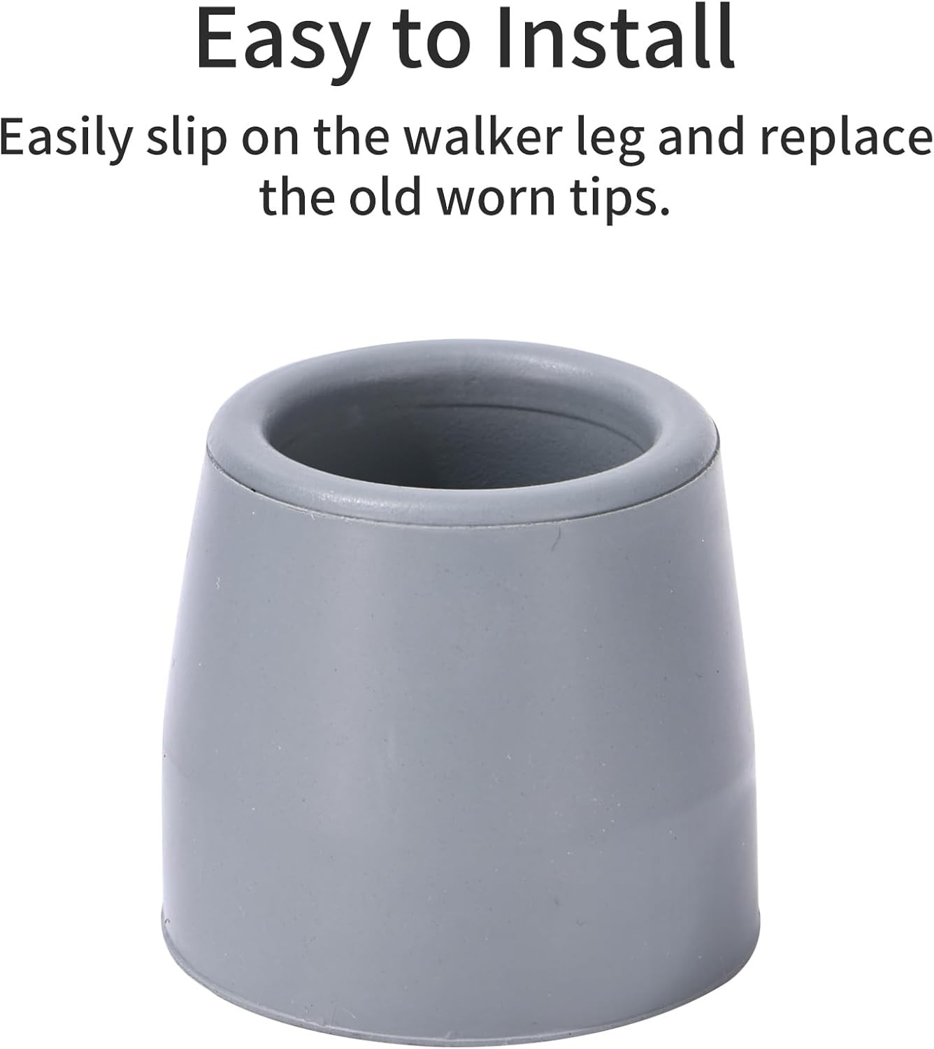Replacement Walker/Commode Tips, Gray, 1 1/8"