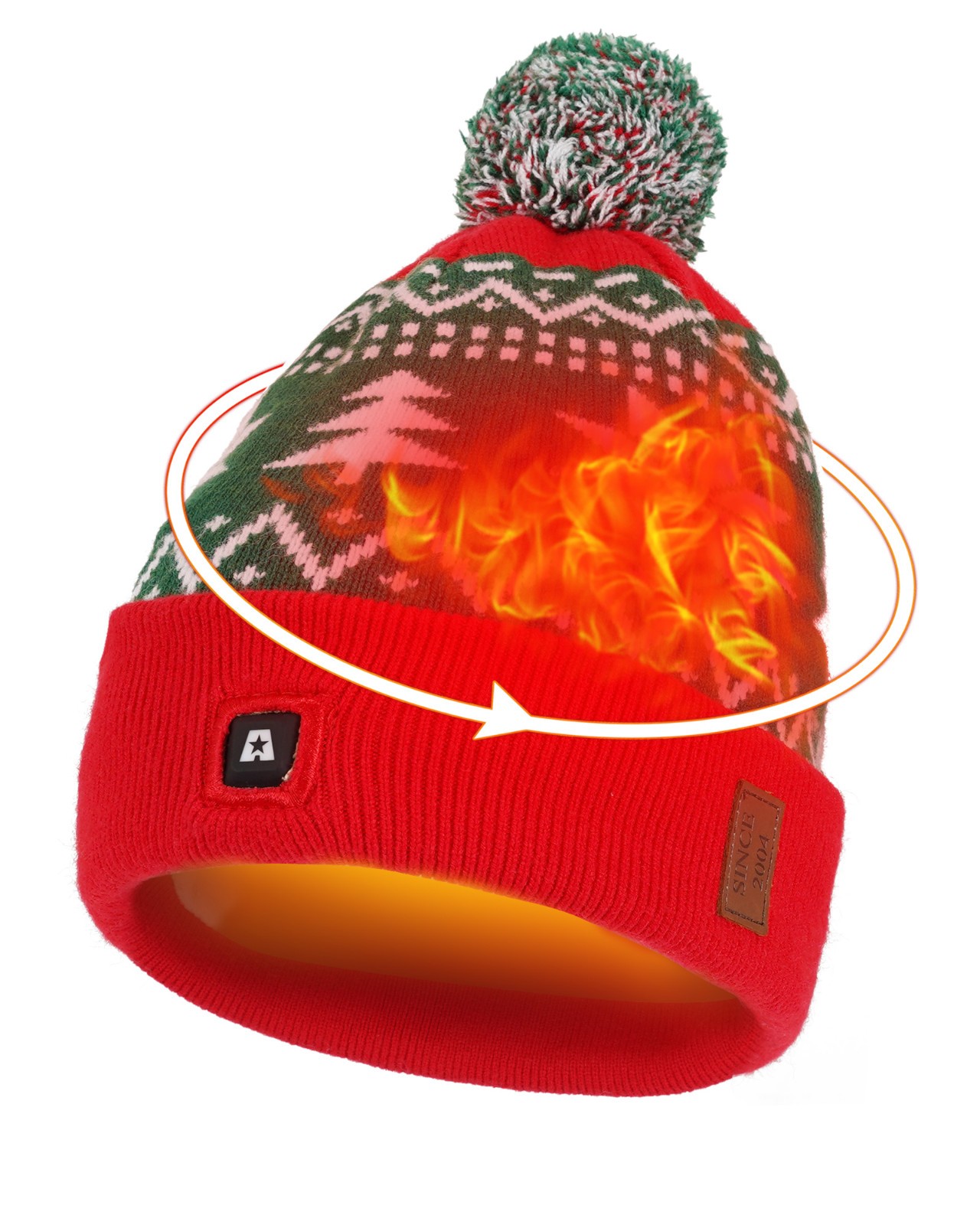 ARRIS Christmas Heated Beanie Hat, Xmas Rechargeable Santa Battery Heated Hats