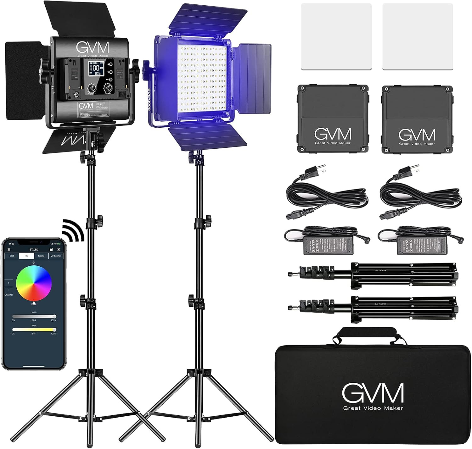 GVM RGB LED Panel Video Light, Photography Lighting with APP Control, 800D Video