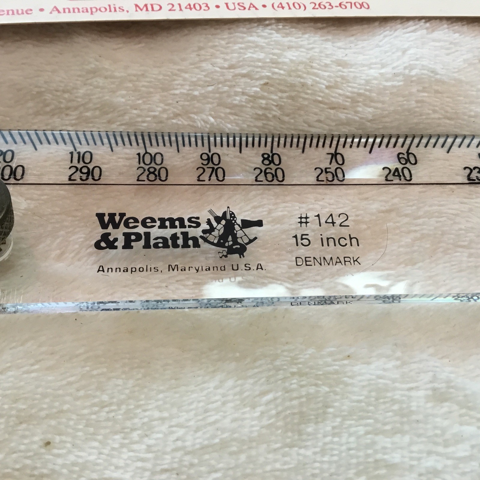 WEEMS & PLATH Denmark #142 Protractor Scale Brass Hardware 15" with Sleeve