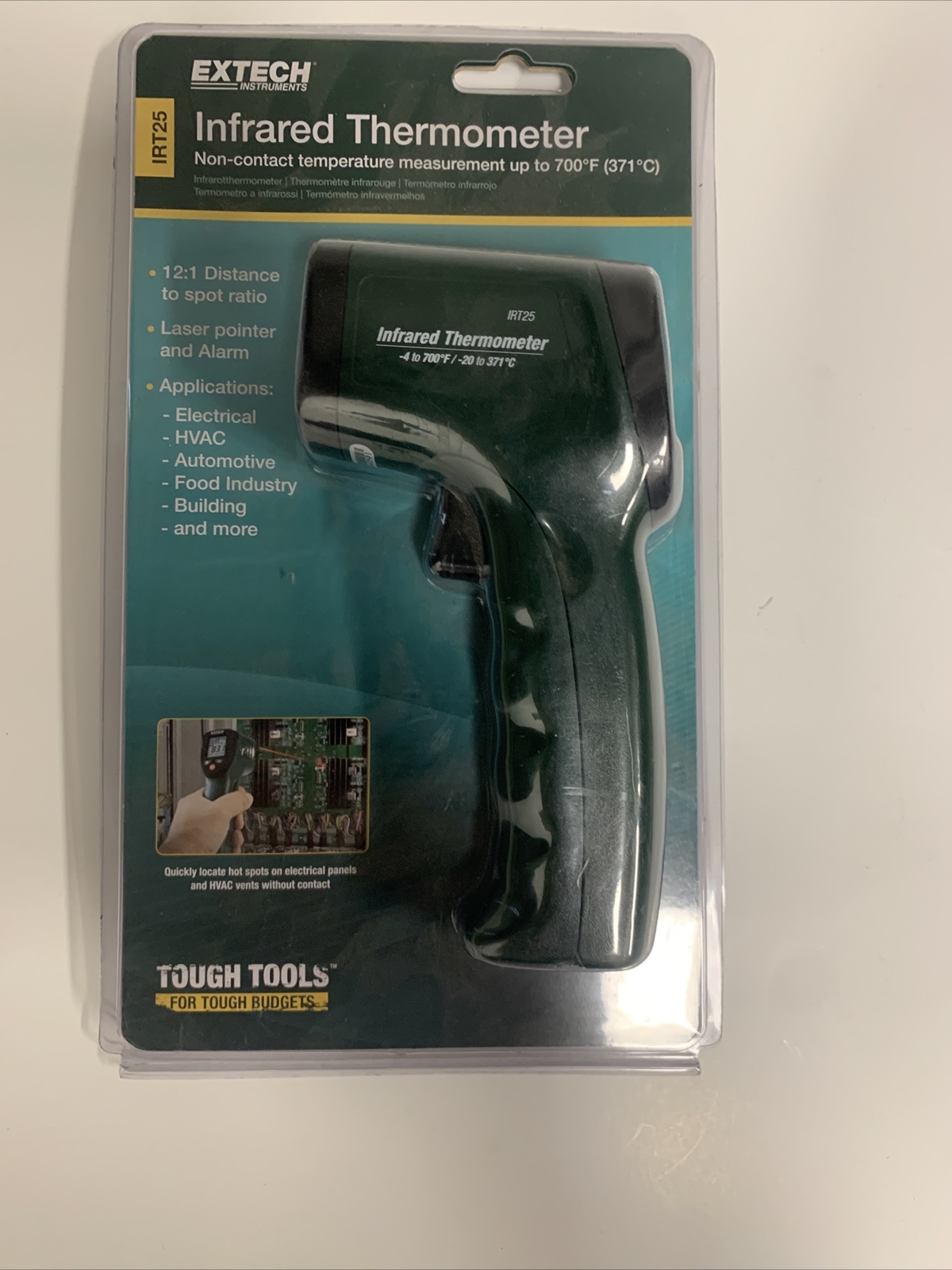 Extech IRT25 Infrared Thermometer 12:1 with Audible Alarm Non-Contact up to 700F