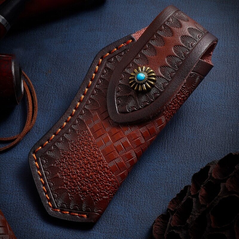 Real Genuine Cowhide Leather Multi Tool Folding Pocket Knife Pouch Sheath Case