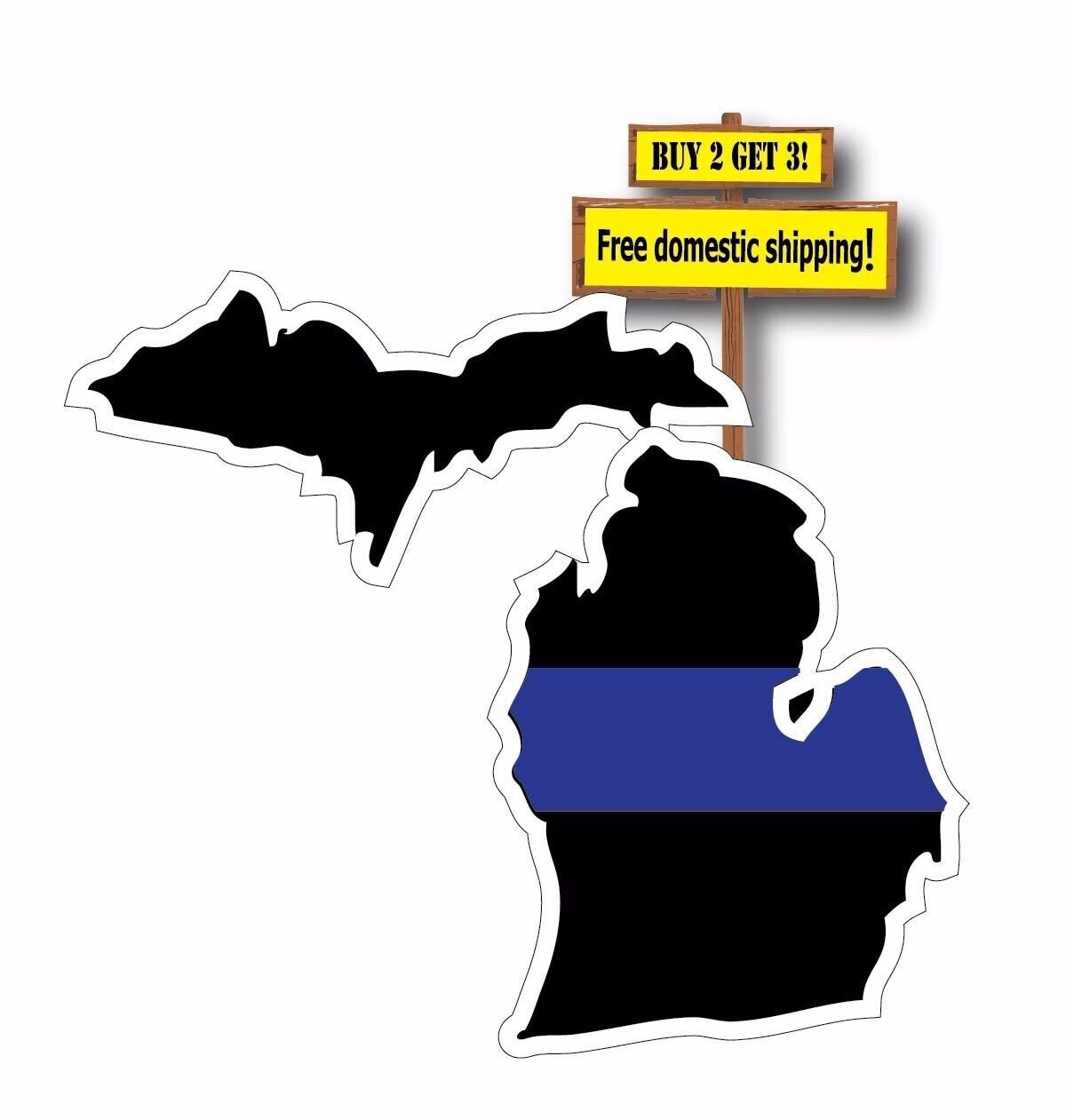 Thin Blue Line Michigan State Support The Police Decal Sticker P714