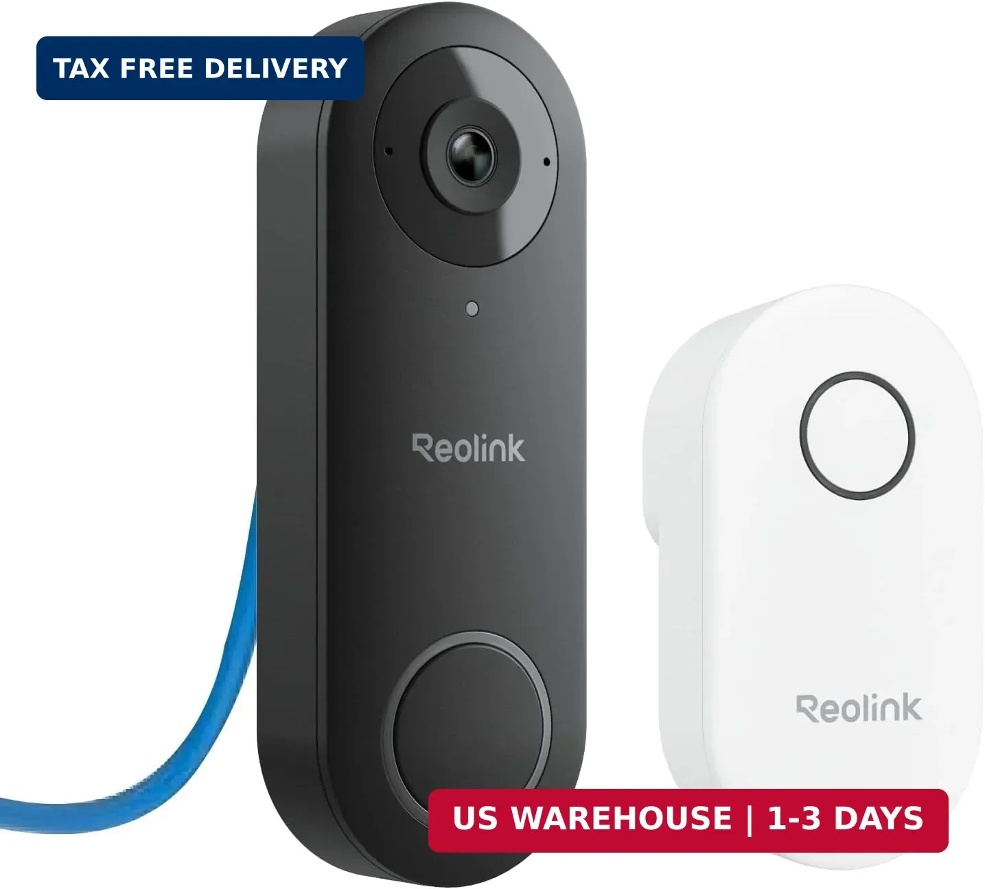 REOLINK Video Doorbell PoE 2K Wired Outdoor Security Camera with Chime V2 | No S