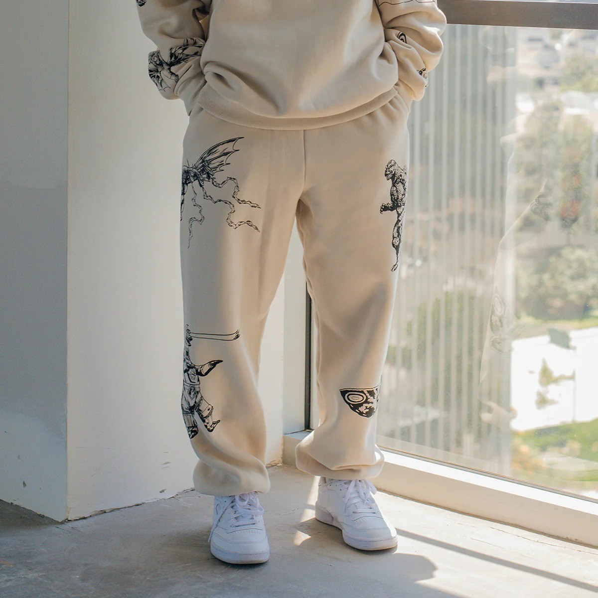 Godzilla Kaiju Print Sweatpants Designed by Toho, Small