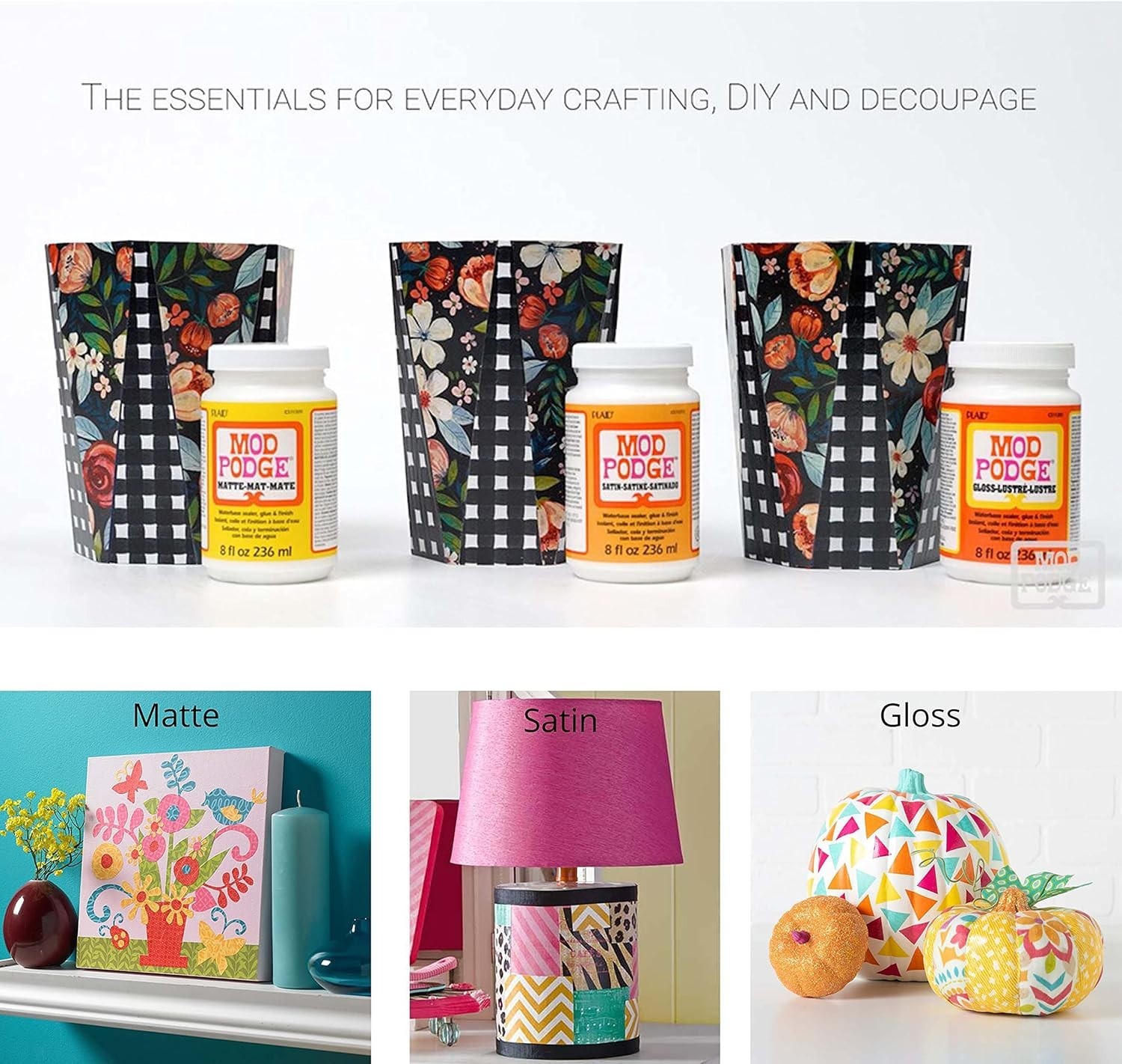 Mod Podge Matte Sealer, Glue & Finish: All-in-One Craft Solution- Quick Dry, ...