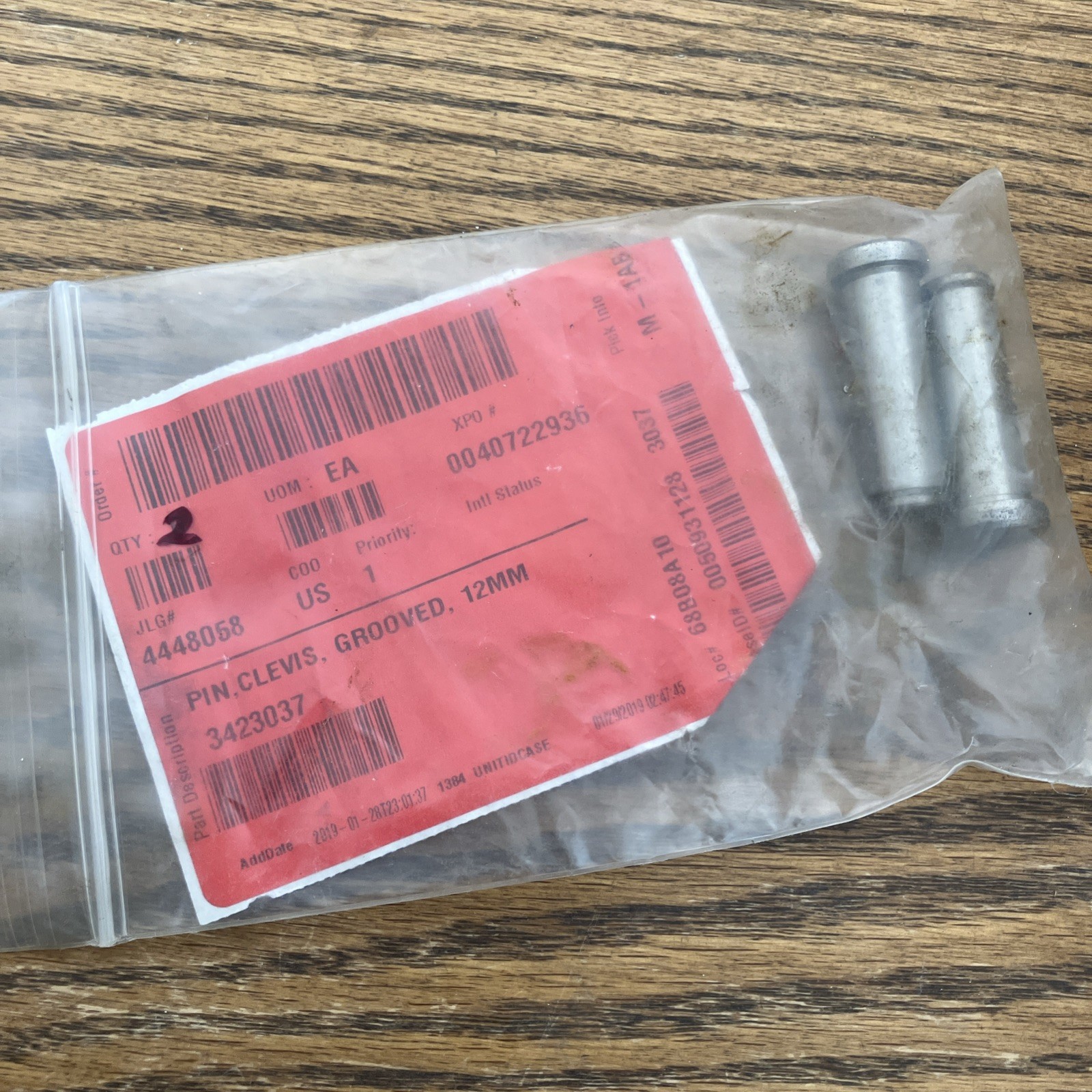 2- Jlg 3423037 Pin clevis Grooved 12 MM.  Package Of 2