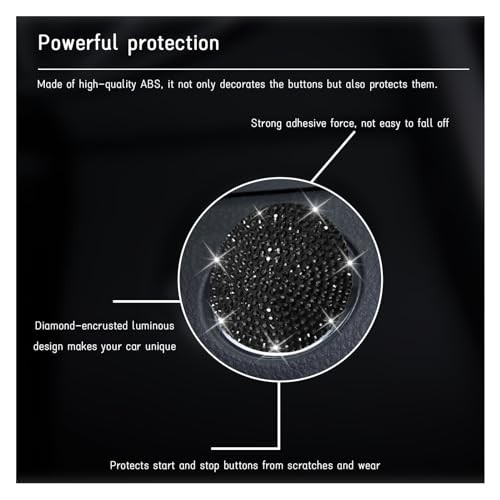 Bling Car Push Start Button Cover, Anti Scratch Ignition Protective Cap, Black