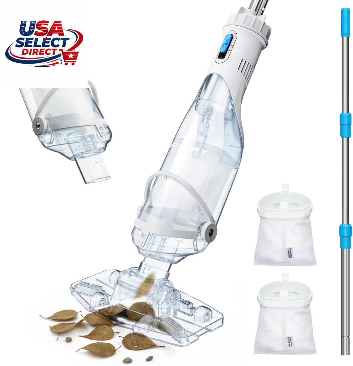 Cordless Pool Vacuum Cleaner 18.5 GPM Suction Extendable Pole