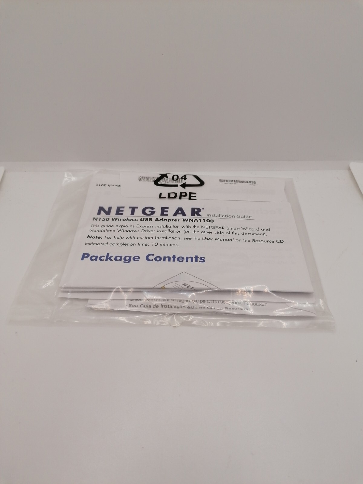 2011 Netgear Resource CD Version 1.4 N 150 Wireless USB Adapter WNA 1100